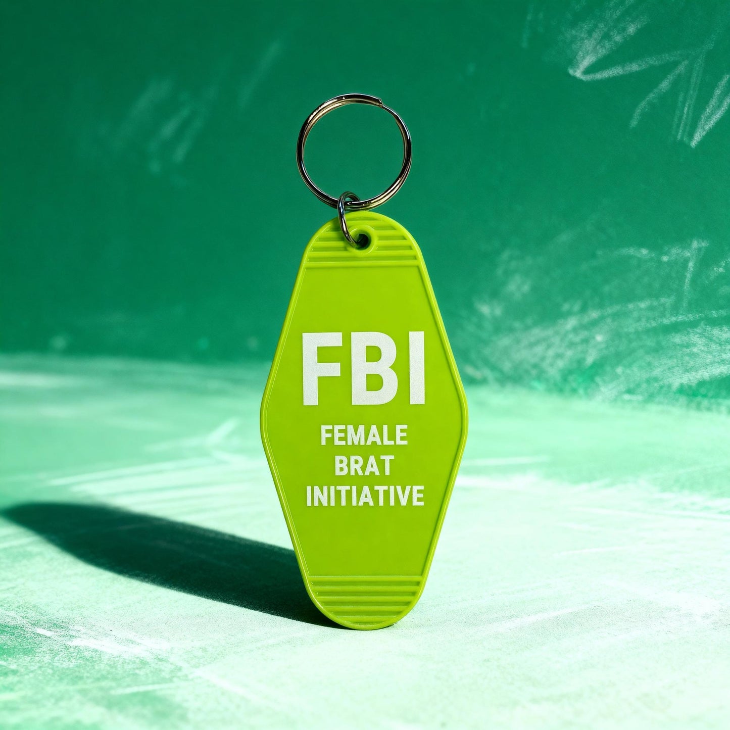 FBI Female Brat Initiative Motel Style Keychain in Green