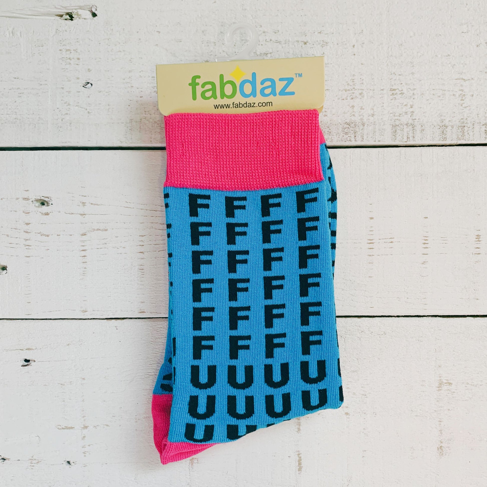 FFFFFFUUUUCCCCCKKK Women's Crew Socks | Blue and Pink Funny Sweary Novelty Socks