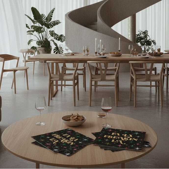 Fa La Freakin La Christmas Beverage Napkins | Holiday Multicolored Stars Cocktail Party Paper Napkin | 5"