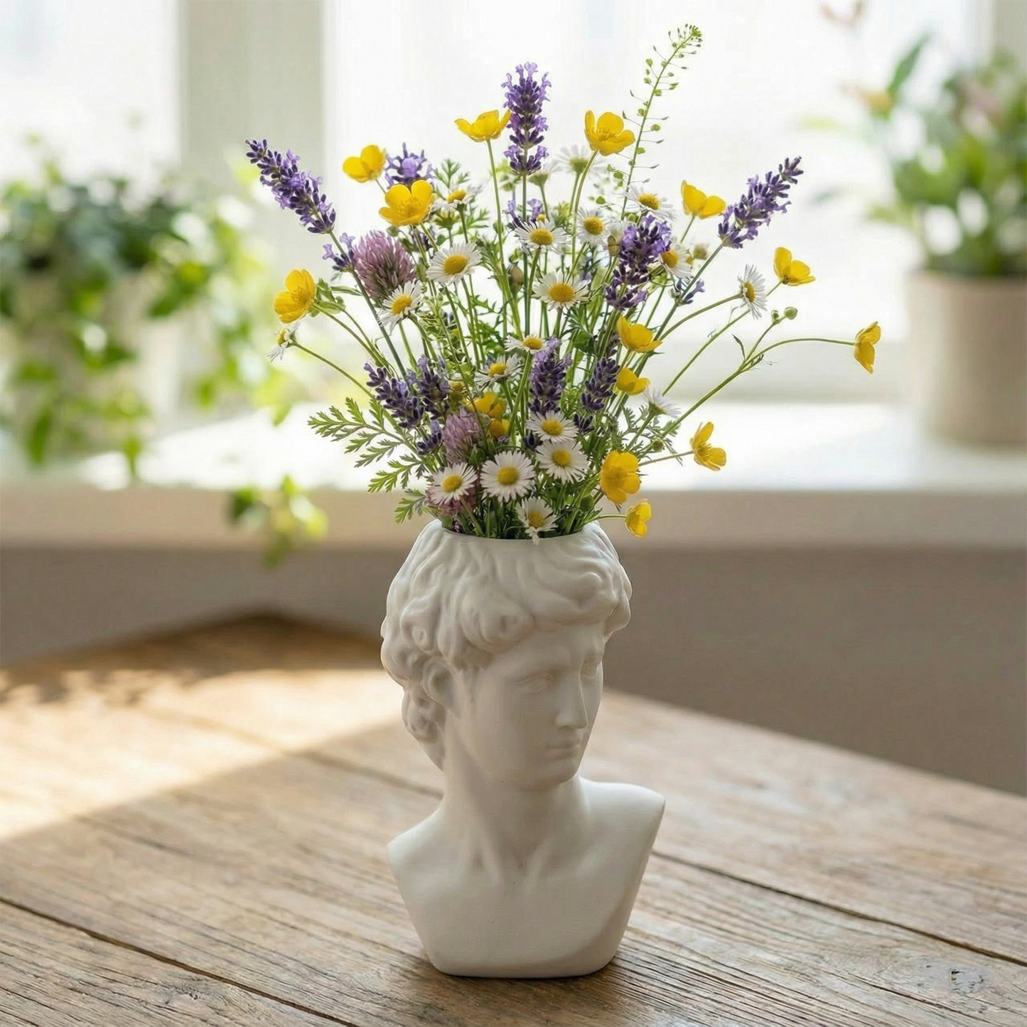 Face Statue Ceramic Decor | 5.5" Tall David Bust Greek Roman Statue