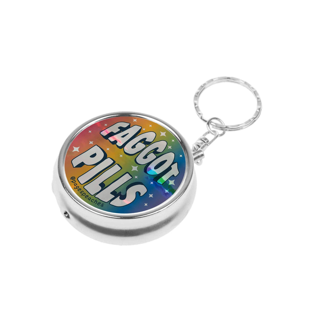 Faggot Pill Case Keychain | 3 Way Organizer Rainbow Parody Med Holder