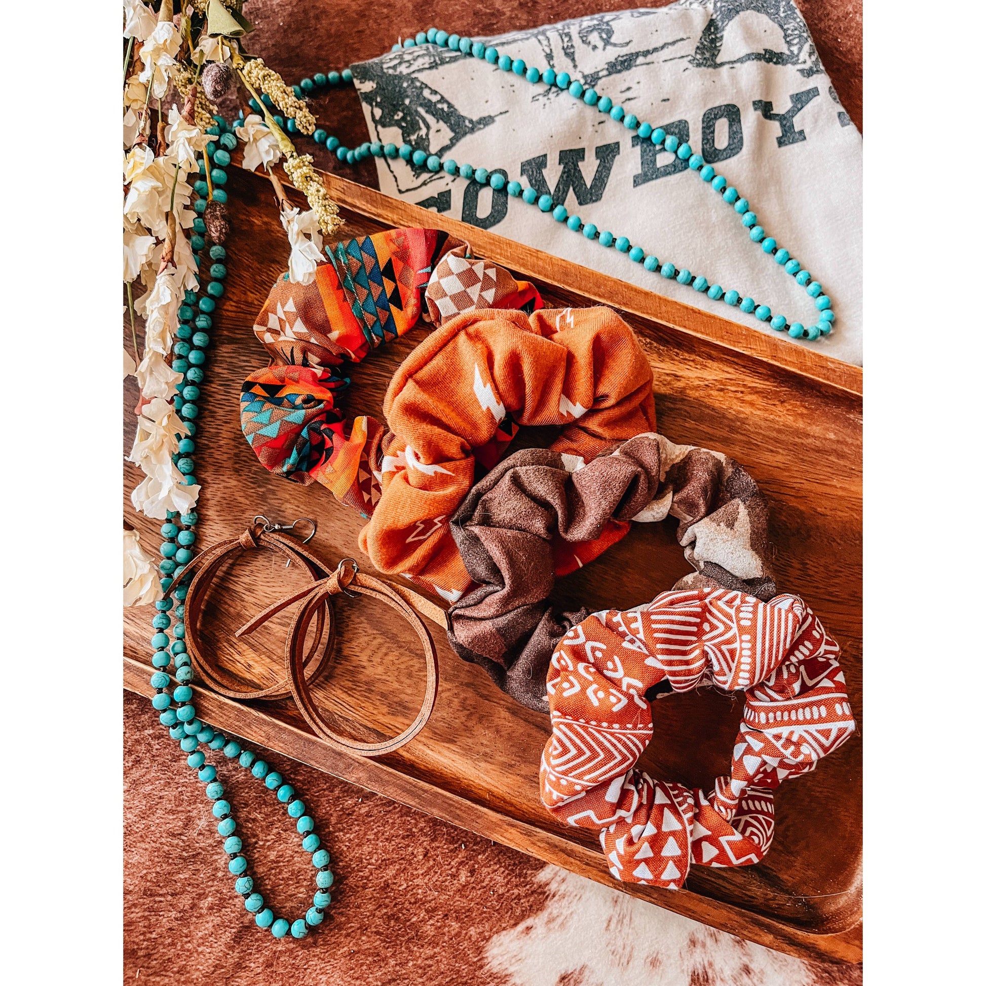 Fall Aztec Western Scrunchie | Handmade Hair Tie