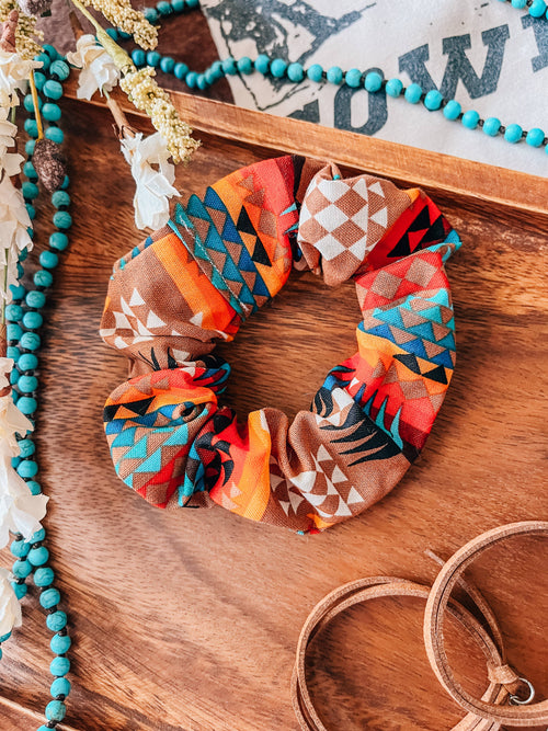 Fall Aztec Western Scrunchie | Handmade Hair Tie