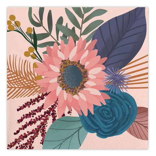 Fall Bunches - Floral Party/Beverage/Cocktail Napkins | 5" Square