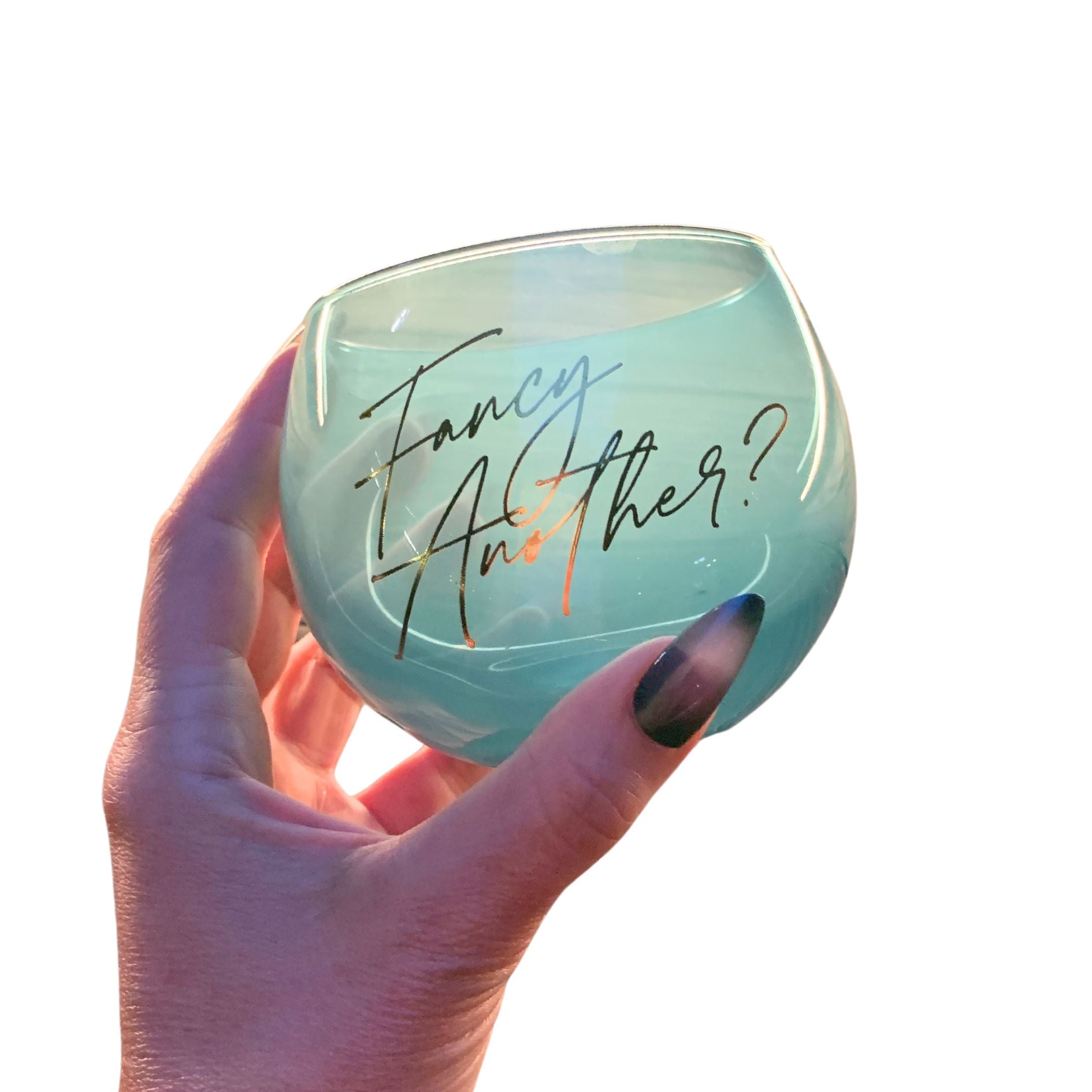 Fancy Another Roly Poly Blue Tinted Glass | 13 oz.