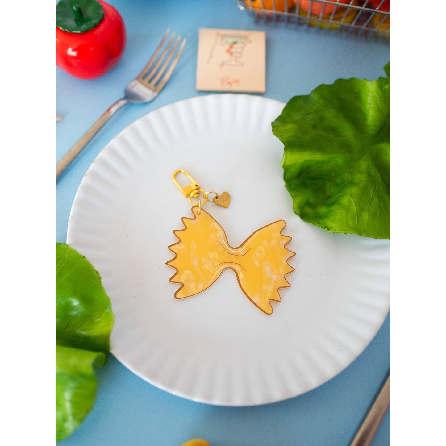 Farfalle Pasta Keychain | Bowtie Pasta Acrylic Keychain | Cute Food Lover Bag Charm