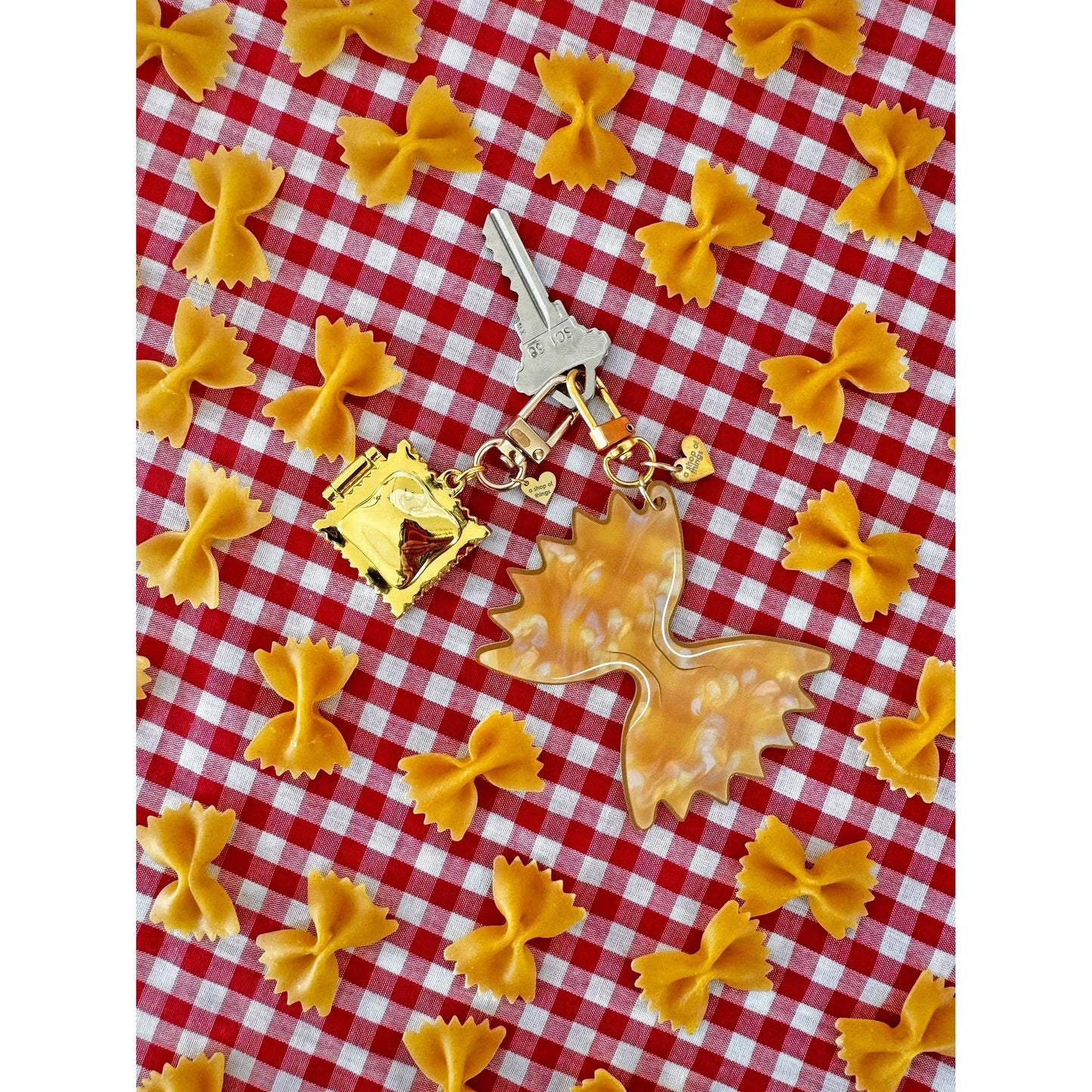 Farfalle Pasta Keychain | Bowtie Pasta Acrylic Keychain | Cute Food Lover Bag Charm