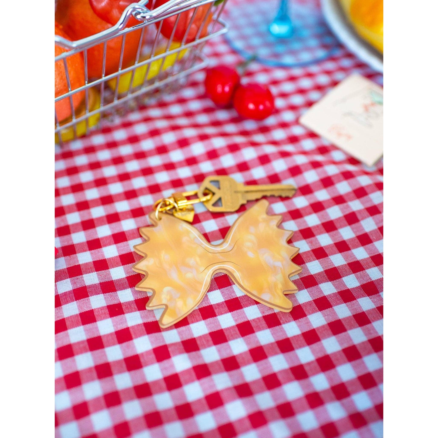 Farfalle Pasta Keychain | Bowtie Pasta Acrylic Keychain | Cute Food Lover Bag Charm