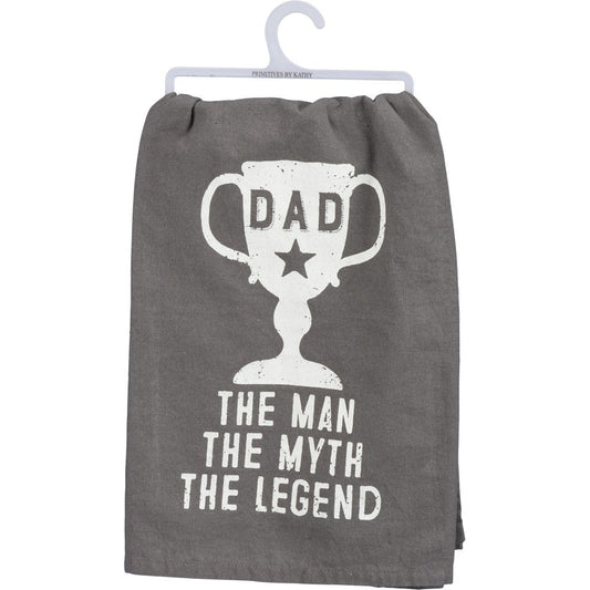 Father's Day Dad The Man, The Myth, The Legend Funny Snarky Dish Cloth Towel / Novelty Silly Tea Towels / Cute Hilarious Kitchen Hand Towel