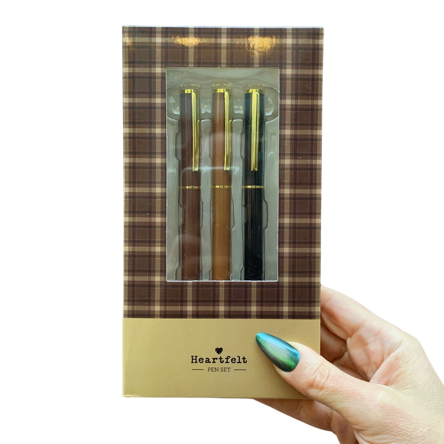 Favorite Memories 3 Piece Pen Set | Father's Day Dad Gift For Him | Set Of 3 Giftable Pens in Plaid Box | Refillable