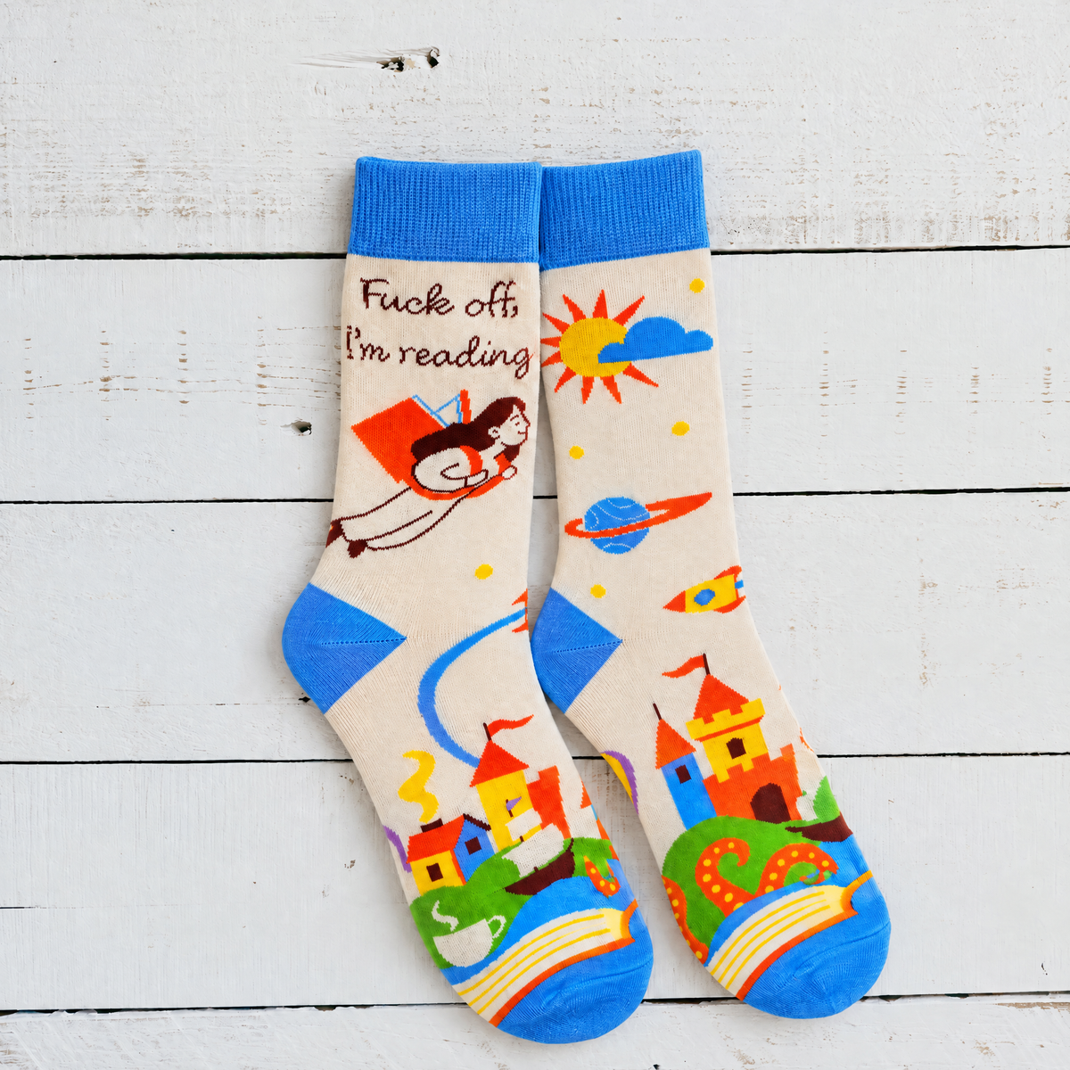 F*ck Off I'm Reading Women's Crew Socks-Fabdaz-The Bullish Store