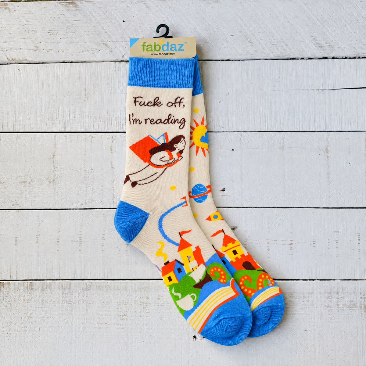 F*ck Off I'm Reading Women's Crew Socks-Fabdaz-The Bullish Store