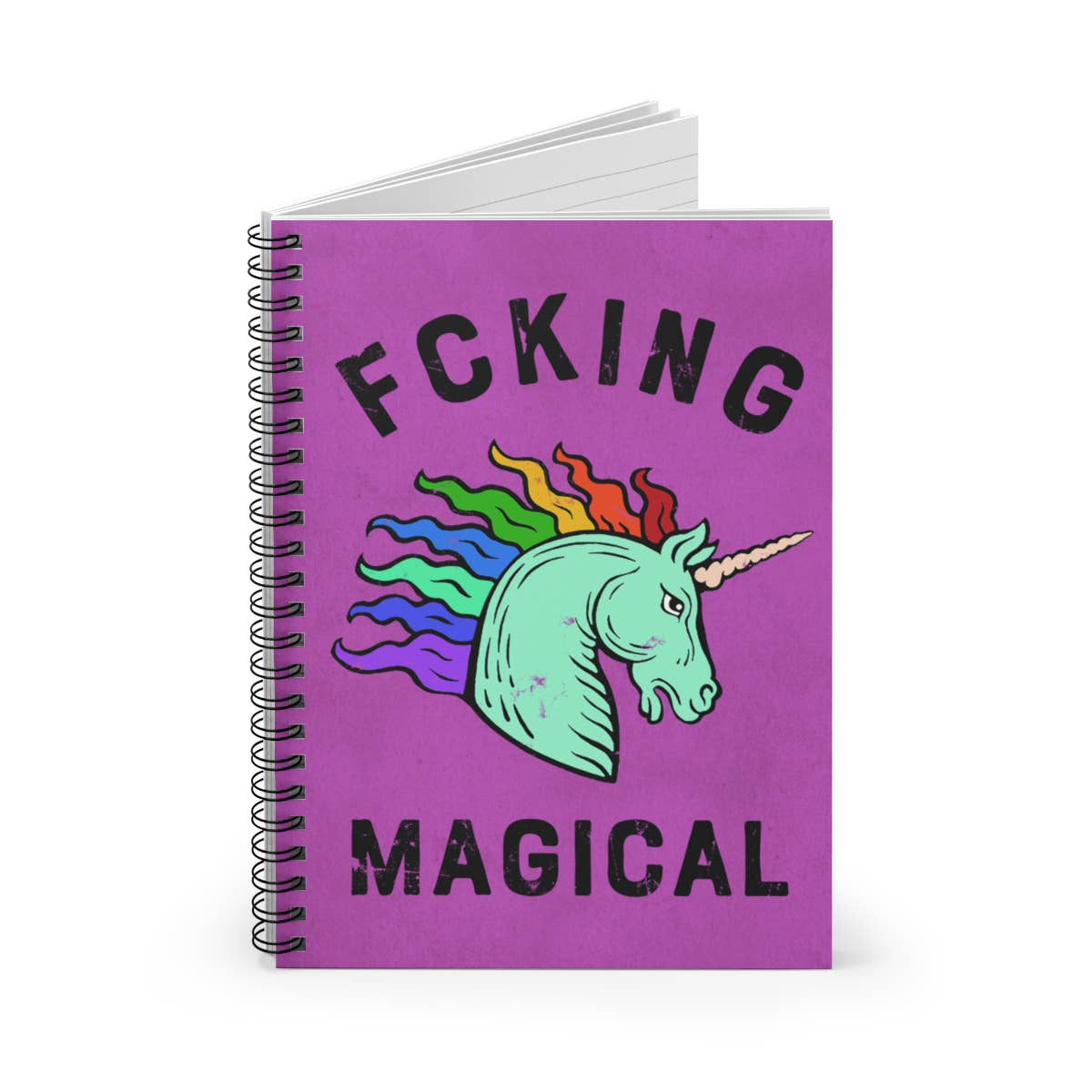 Fcking Magical Rainbow Unicorn Spiral Notebook | 8 ¼ x 5 ¾ in