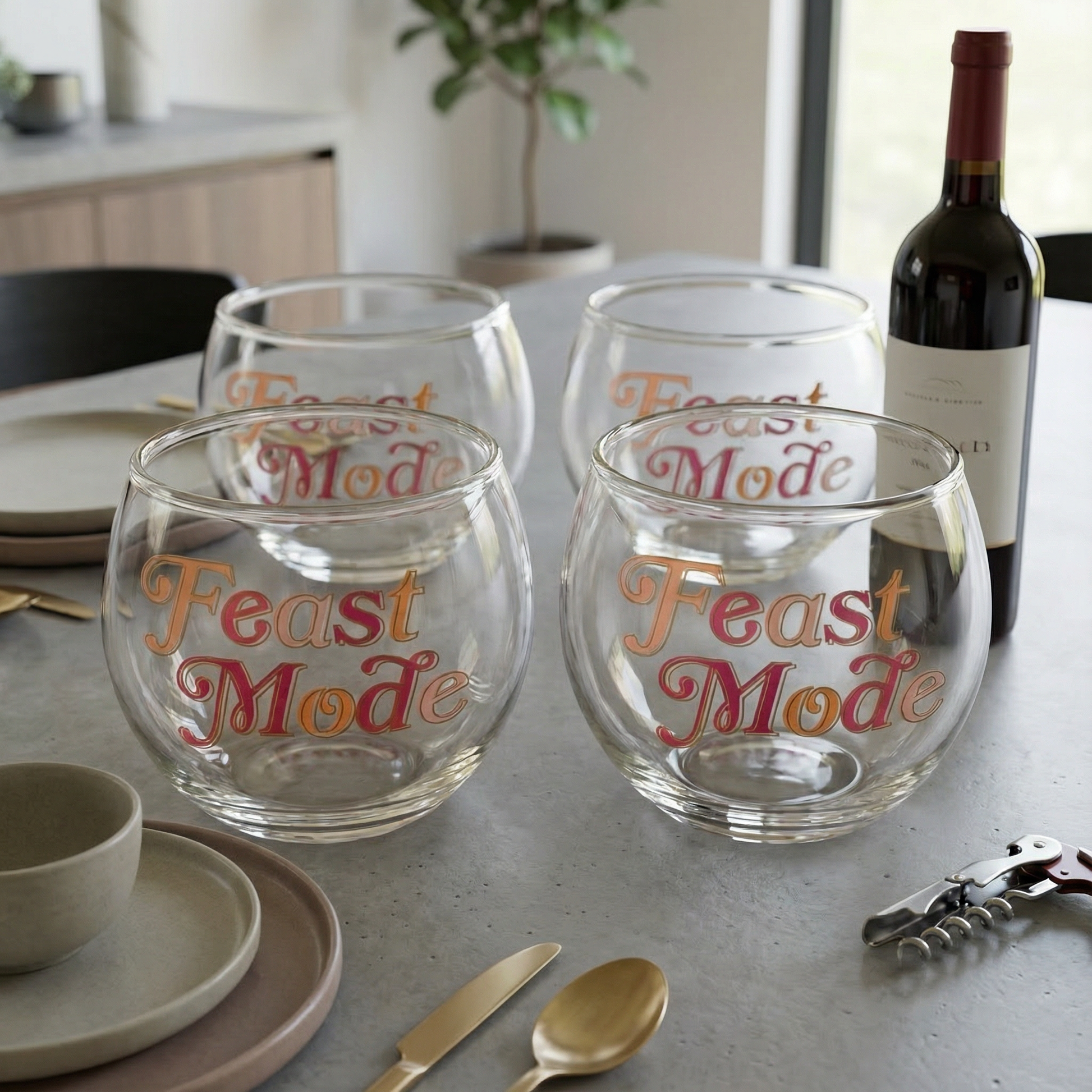 Feast Mode Holiday Roly Poly Wine Glass | 13 oz.-Slant-The Bullish Store