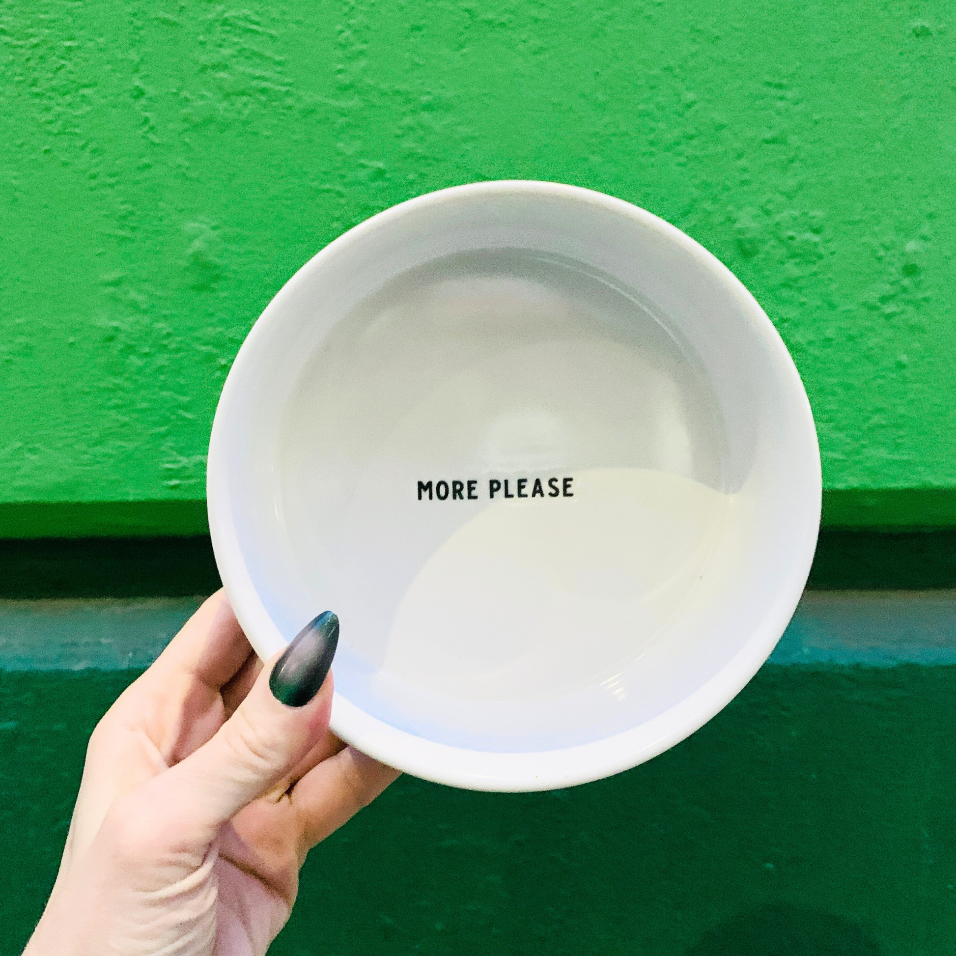 Feed Me And Tell Me I'm Pretty Pet Bowl in White | Circular Pet Water Food Dish Feeder