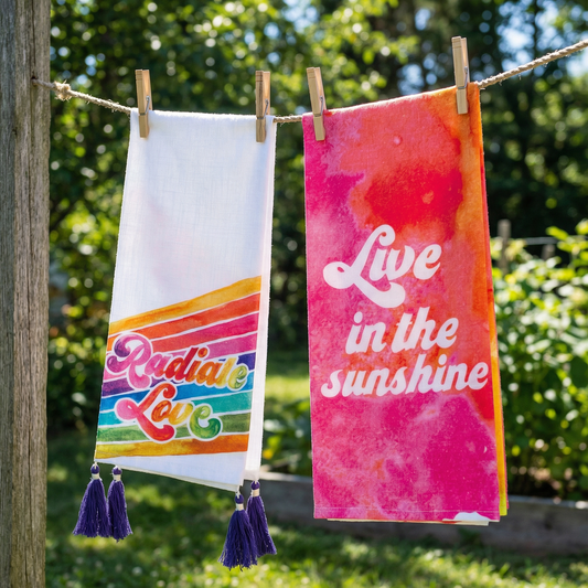 Feeling Groovy Retro Dish Towel Set of 2 in Vivid Colors