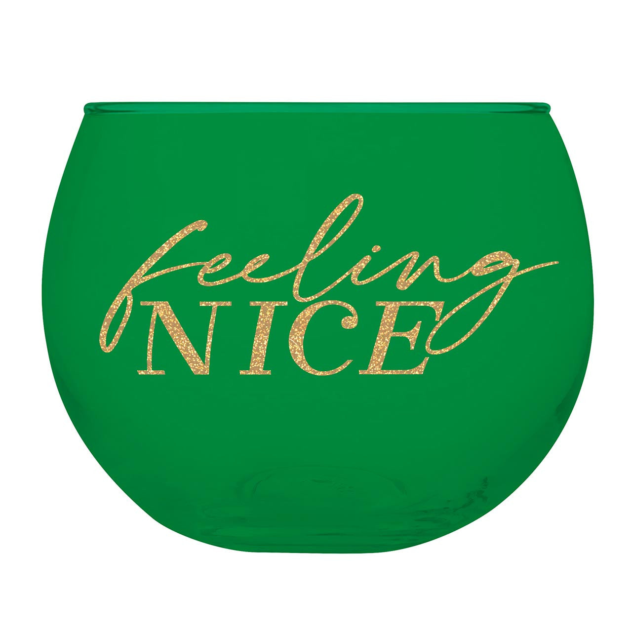 Feeling Naughty/Feeling Nice Roly Poly Glass in Tinted Red and Green | Holiday Drinkware 13oz