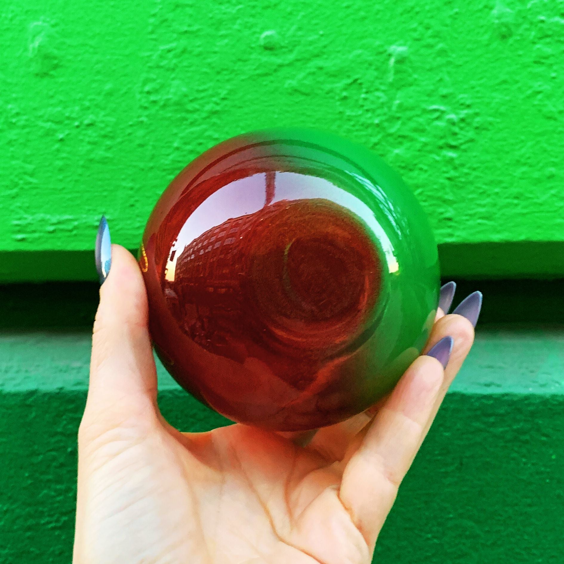 Feeling Naughty/Feeling Nice Roly Poly Glass in Tinted Red and Green | Holiday Drinkware 13oz