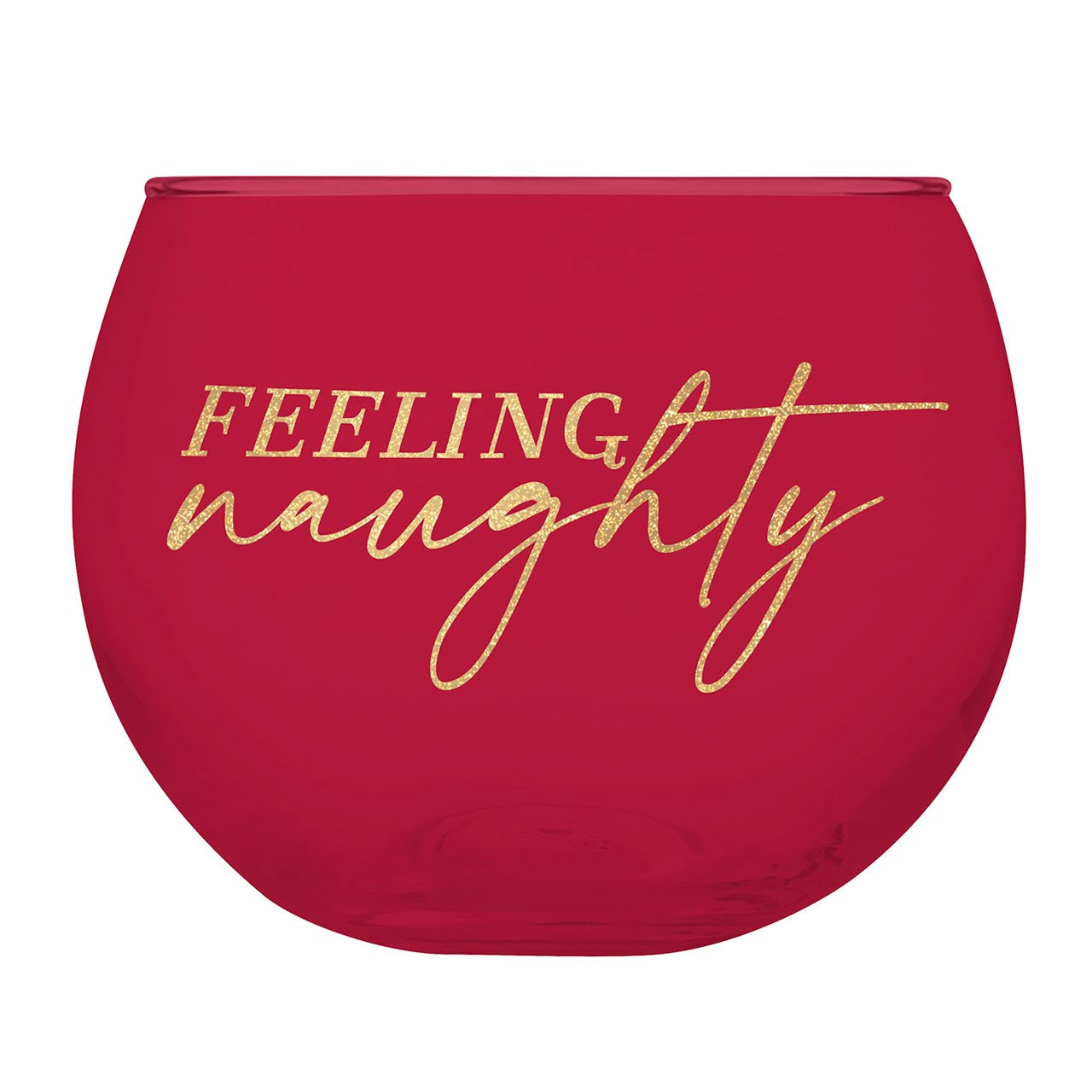 Feeling Naughty/Feeling Nice Roly Poly Glass in Tinted Red and Green | Holiday Drinkware 13oz