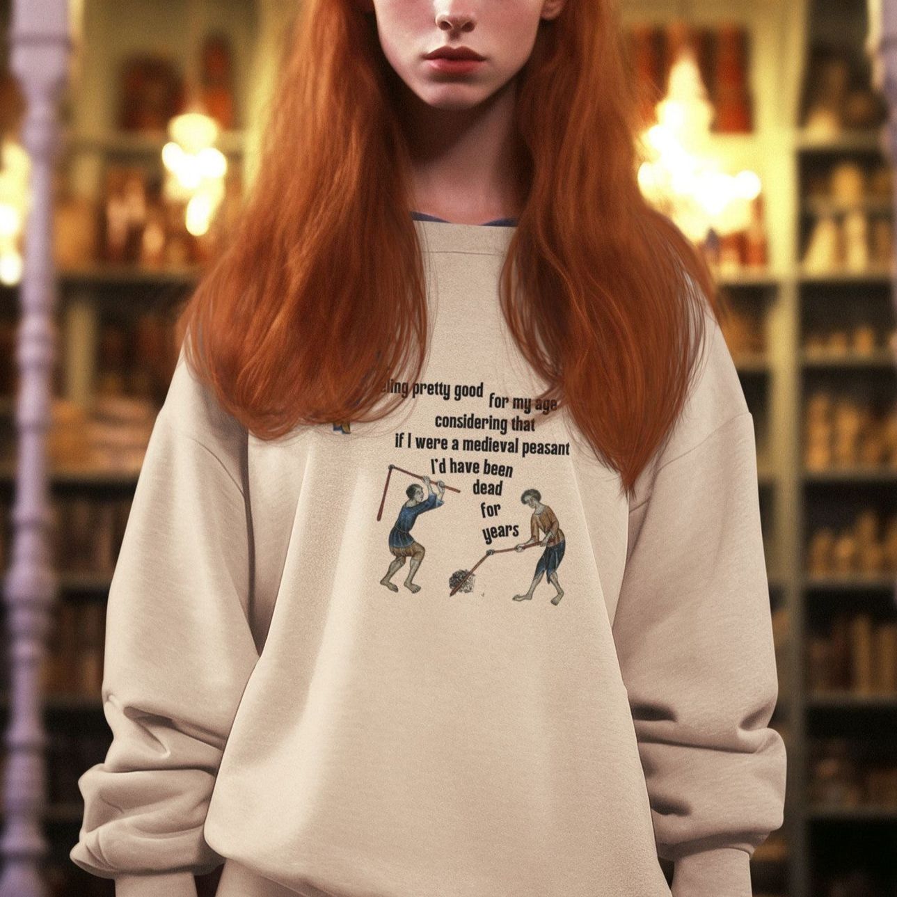 Feeling Pretty Good for My Age Medieval Peasant Unisex Heavy Blend™ Crewneck Sweatshirt