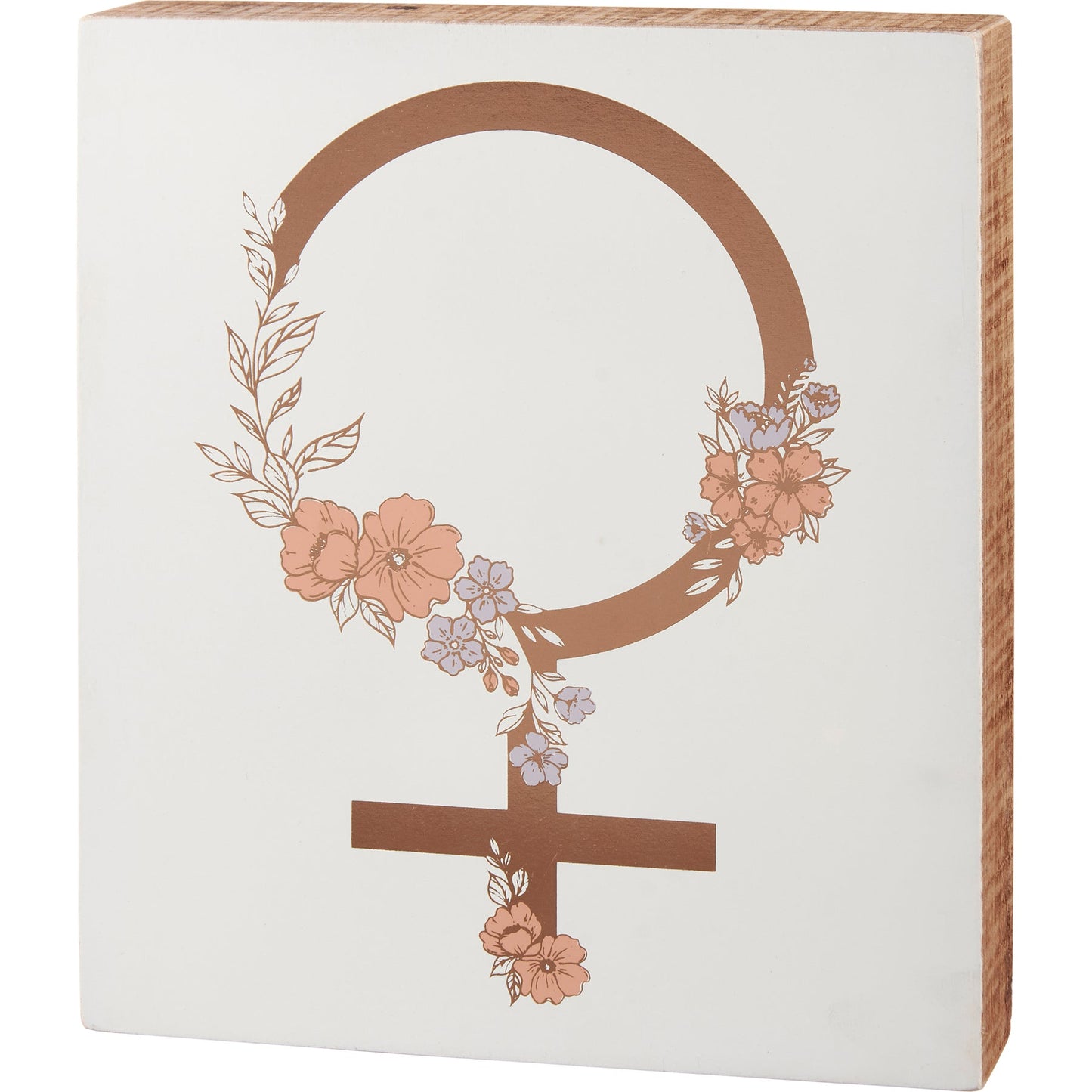 Female Box Sign | Female Gender Symbol Wooden Sign Decor | 7.75" x 9"