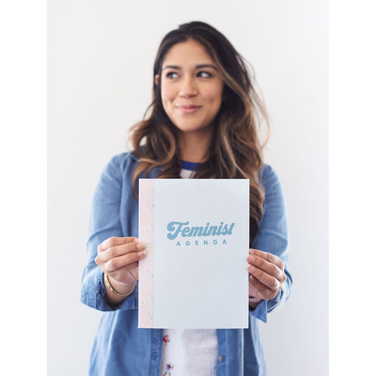 Feminist Agenda Notebook in Blue | 6.8" x 9.3" | To-Do Planning Pages and Lined Notebook Pages