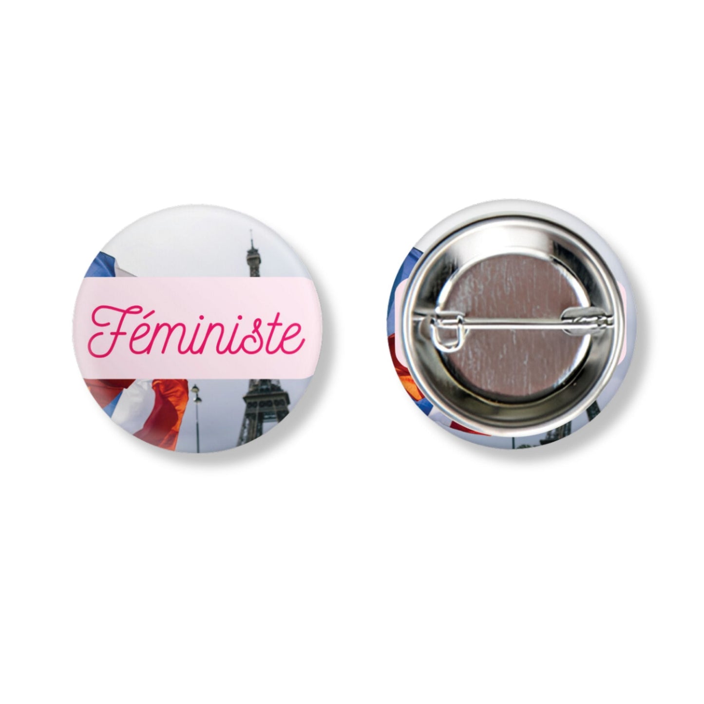 Féministe 1.25" Pinback Button | Feminist Pinback Badge with French Theme