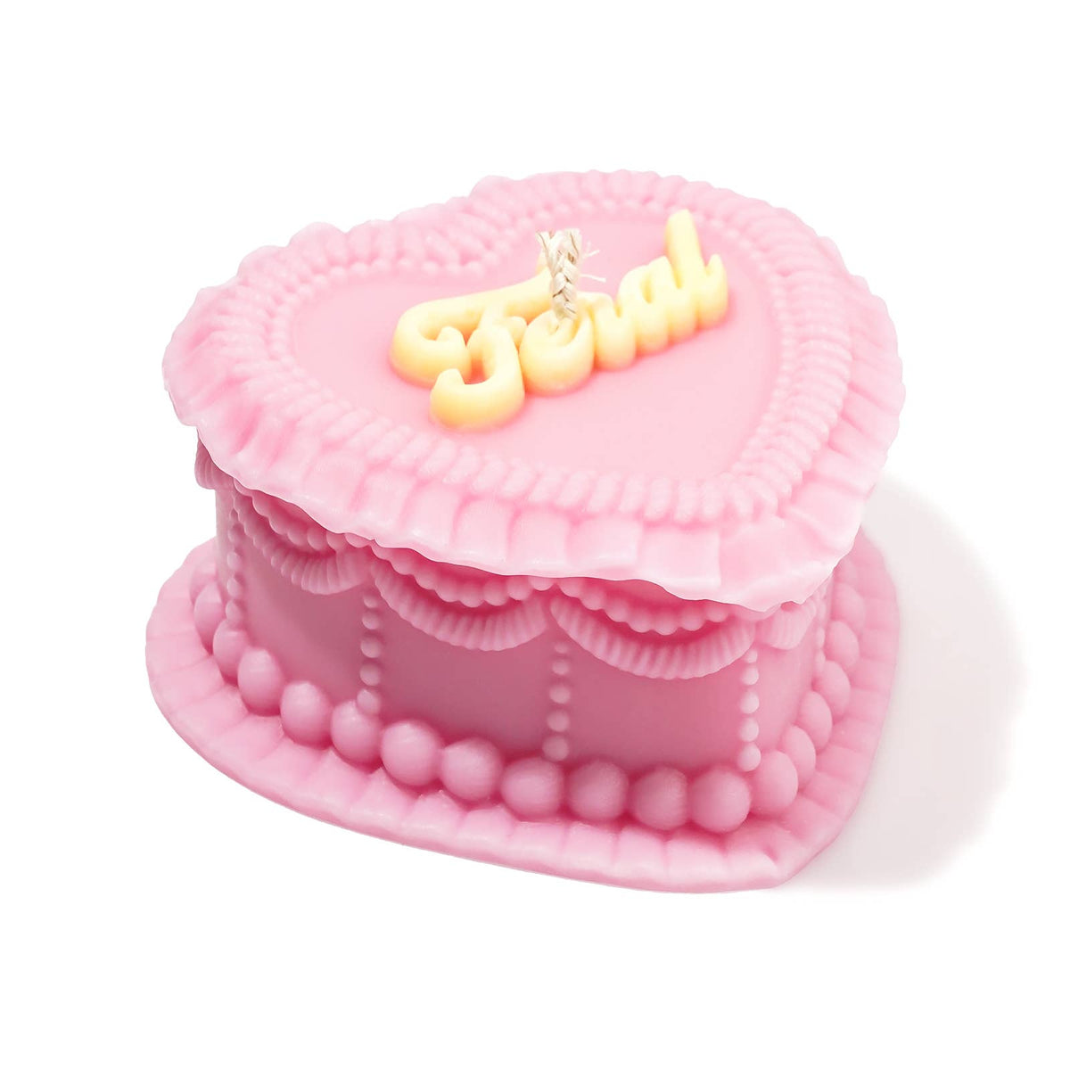 Feral Heart Cake Unscented Candle in Pink and Yellow-Fun Club-The Bullish Store