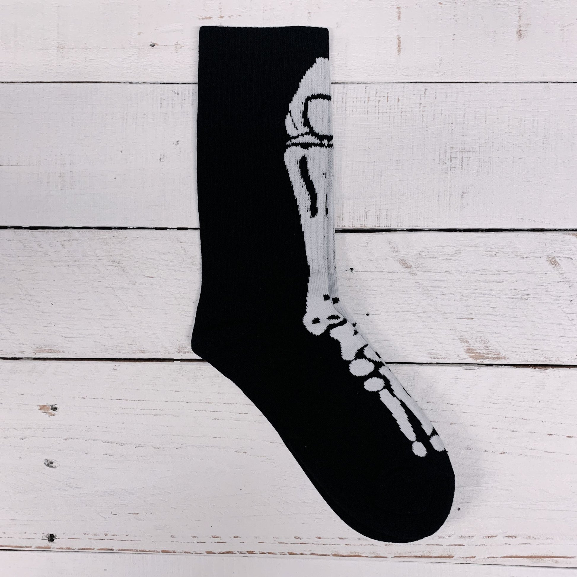 Fibula & Tibia Cotton Socks in Black | Halloween Gothic Theme Crew Socks