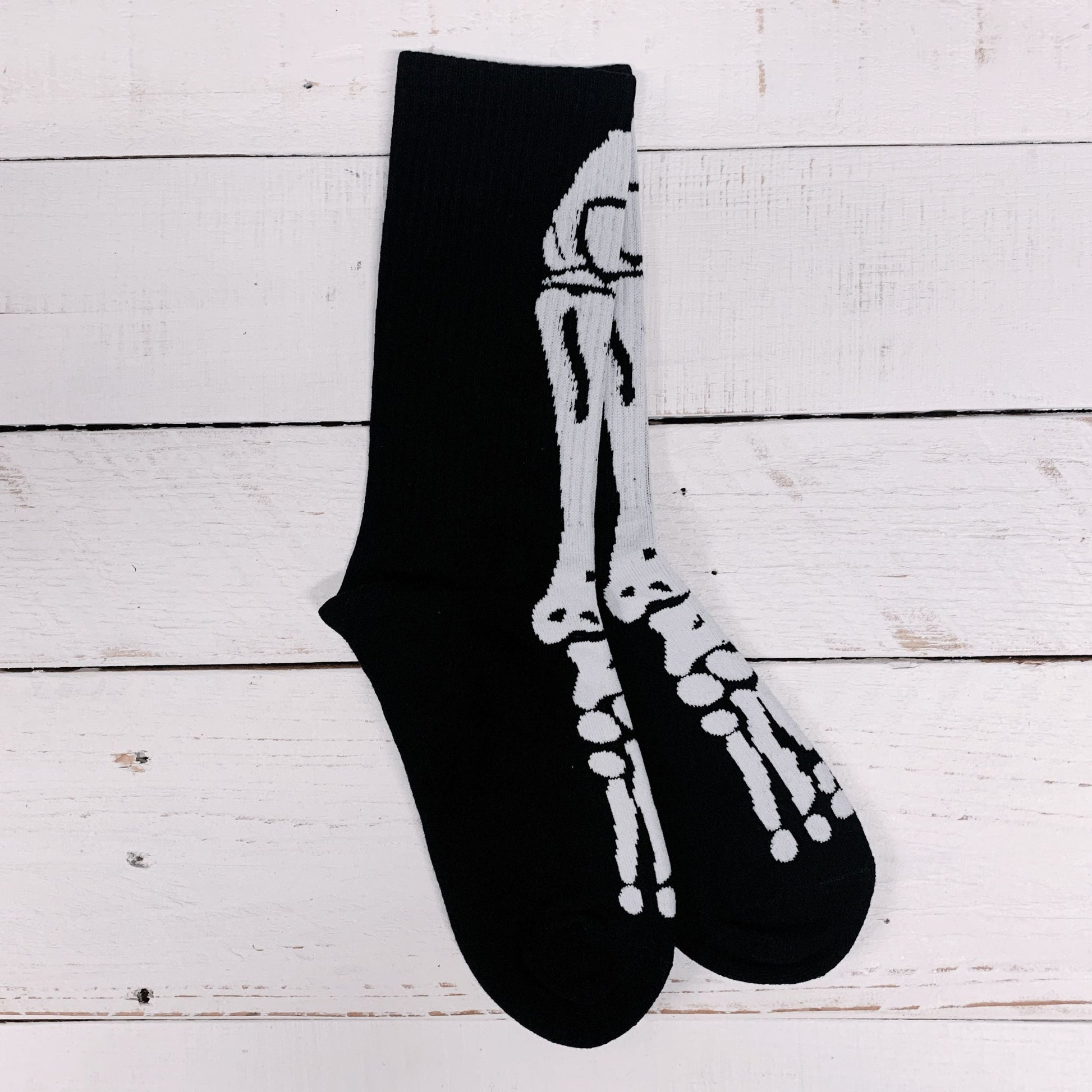 Fibula & Tibia Cotton Socks in Black | Halloween Gothic Theme Crew Socks