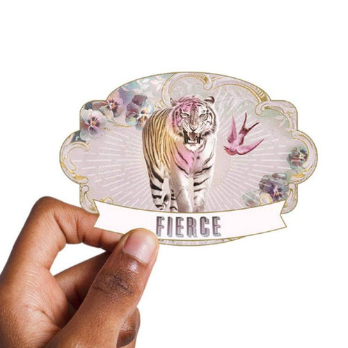 Fierce Tiger Large Vinyl Sticker | 4” x 2.75” | Durable for Laptop, Water Bottle, Etc.