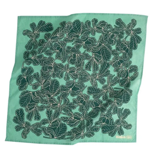 Fig Leaves in Green Bandana | 22" x 22" Premium Cotton