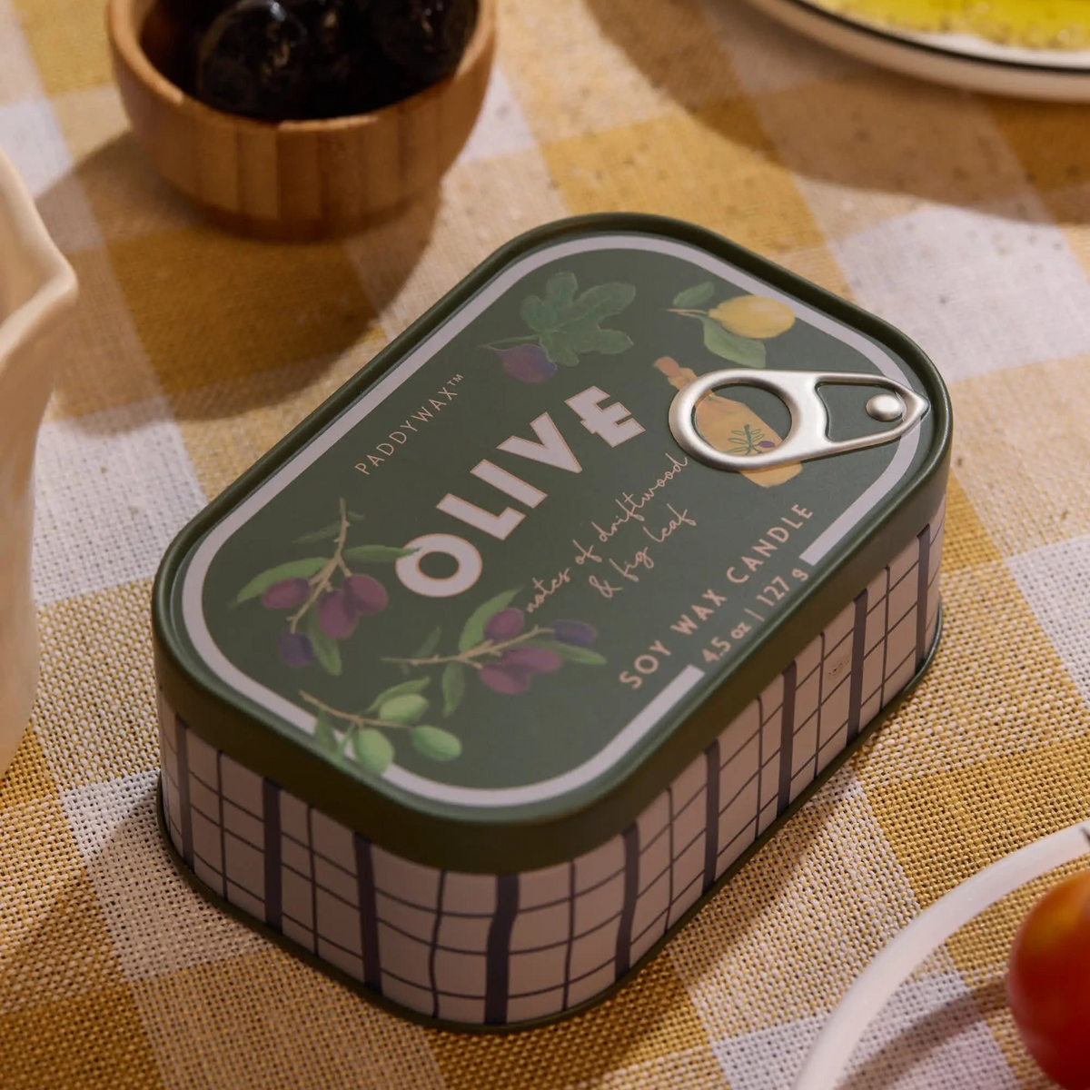Fig & Olive Bistro Tin Candle | 4.5 oz Two-Wick | Mediterranean Garden Scent | Paddywax