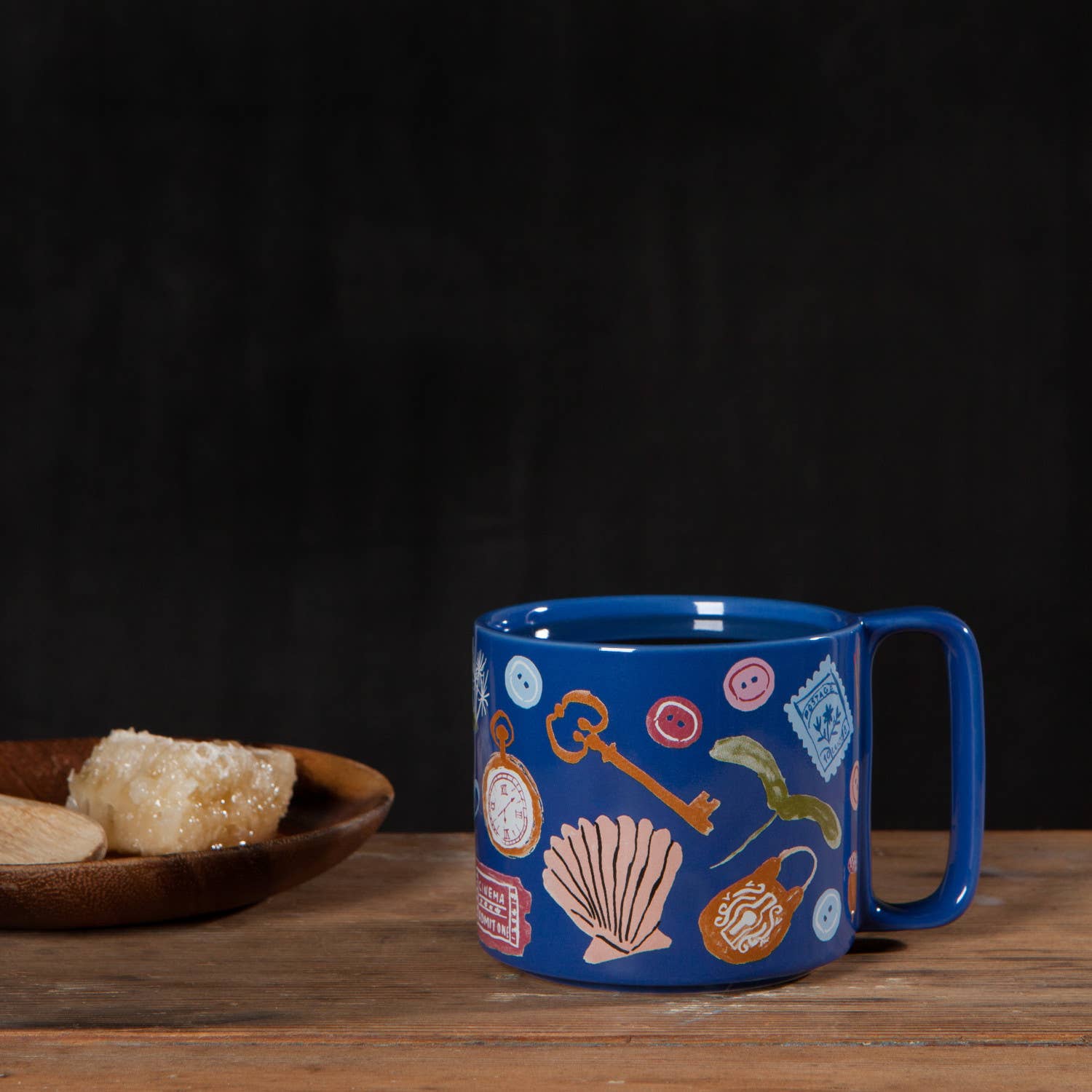 Finders Keepers Ceramic Studio Midi Mug | Cobalt Blue Coffee Tea Cup | 11 oz