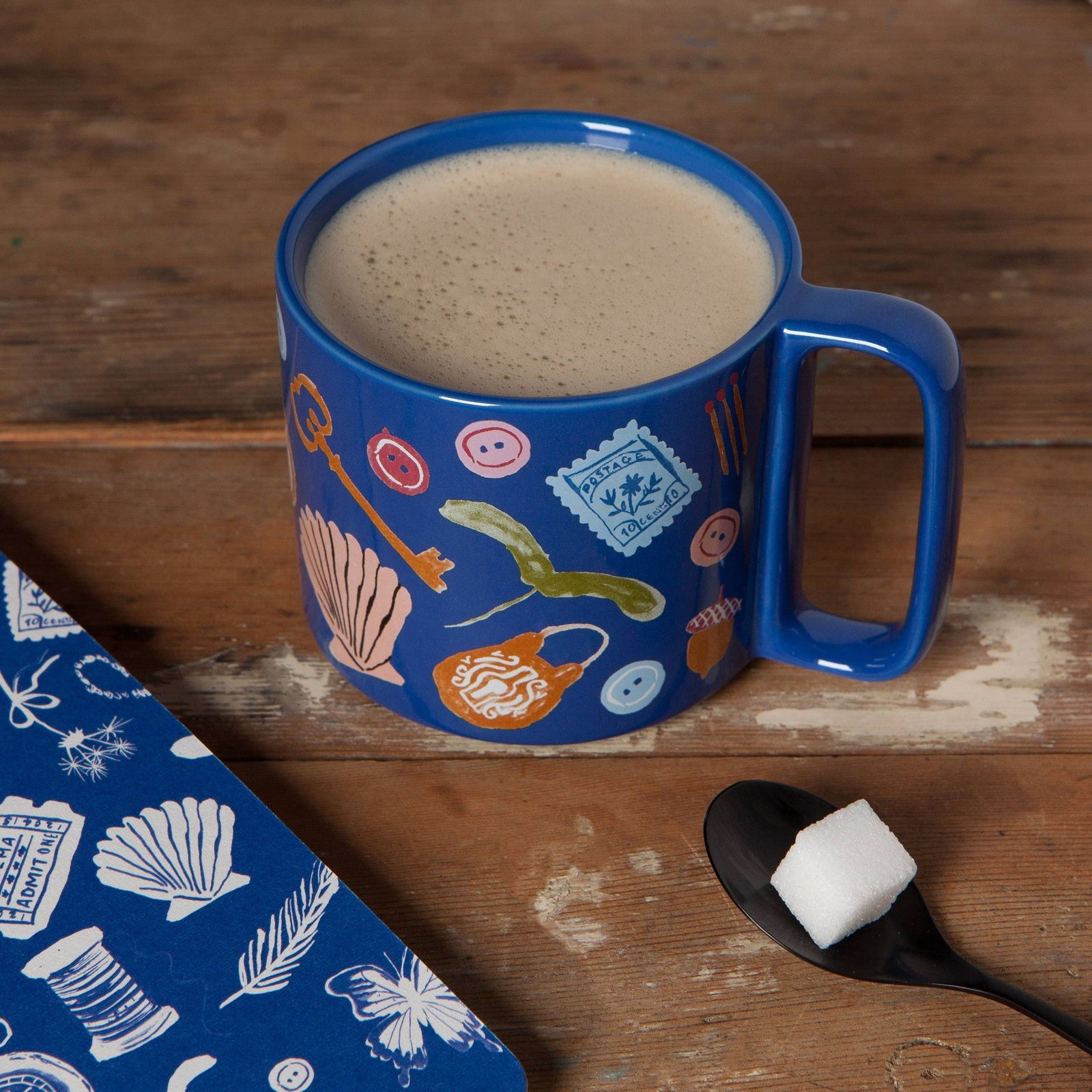 Finders Keepers Ceramic Studio Midi Mug | Cobalt Blue Coffee Tea Cup | 11 oz