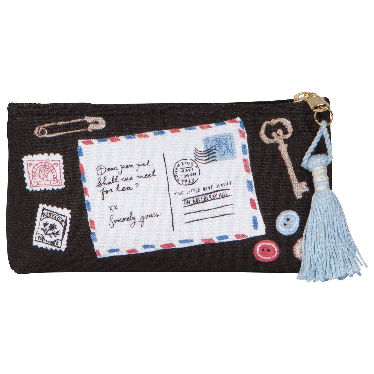 Finders Keepers Cotton Cosmetic Pencil Bag | Zippered Accessories Pouch Holder Organizer
