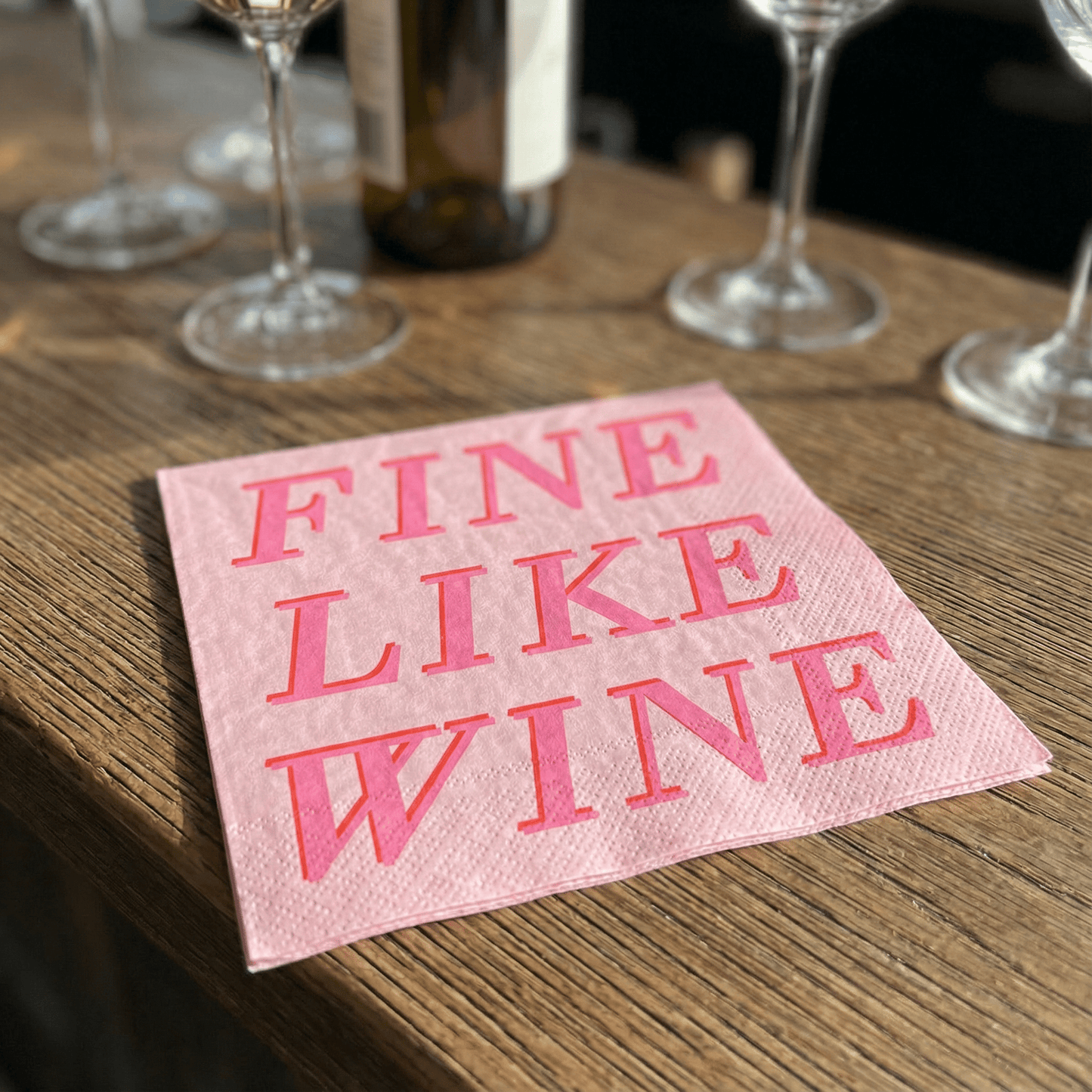 Fine Like Wine Beverage Napkins | Pink Party Napkins | 5''