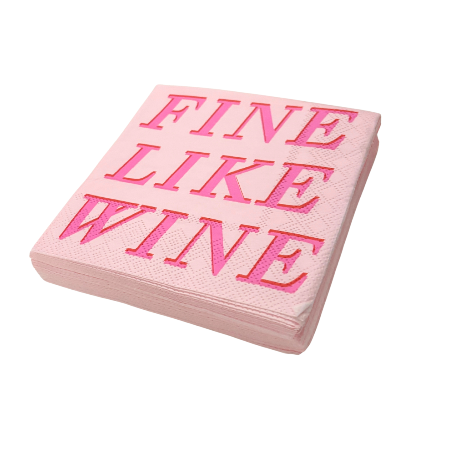 Fine Like Wine Beverage Napkins | Pink Party Napkins | 5''