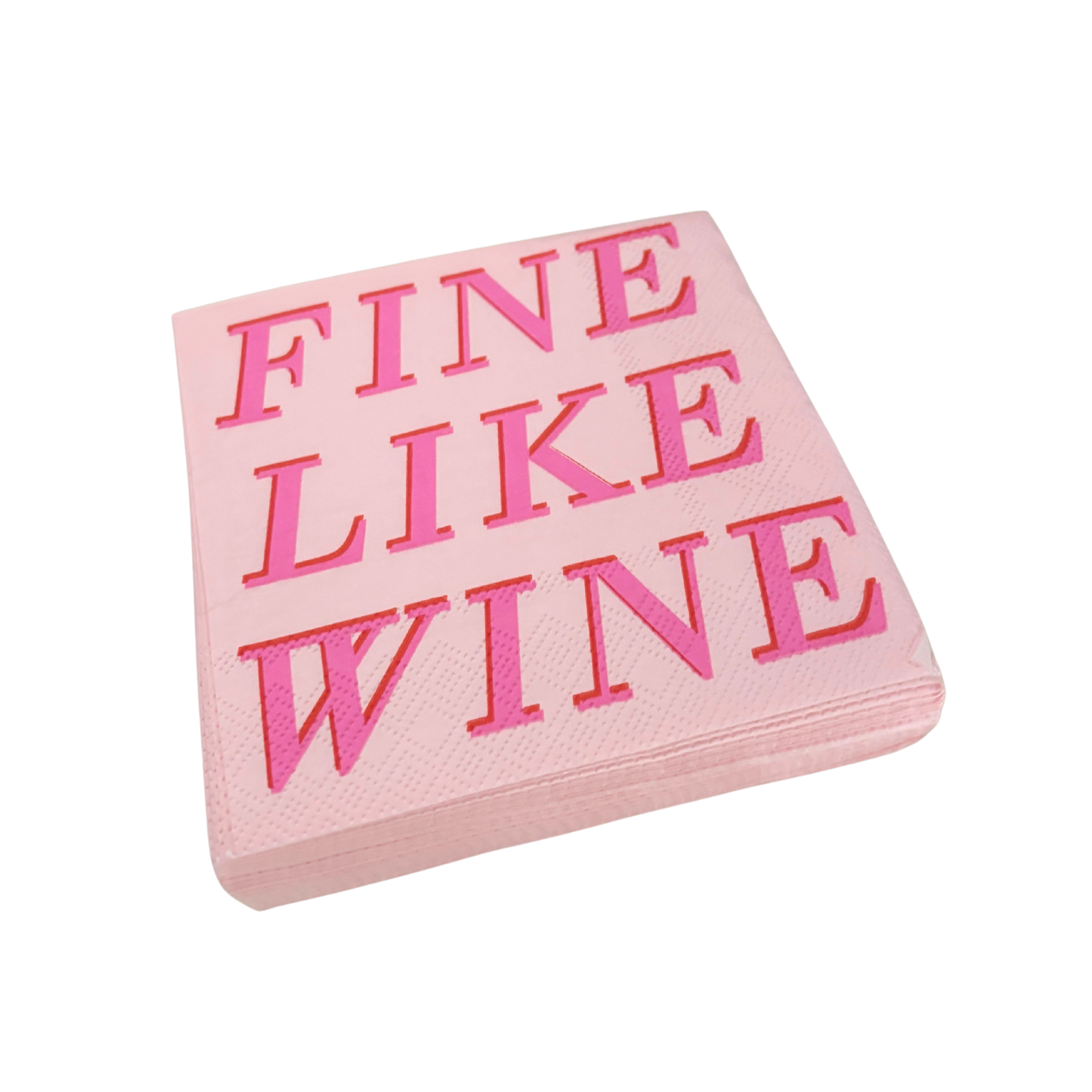 Fine Like Wine Beverage Napkins | Pink Party Napkins | 5''
