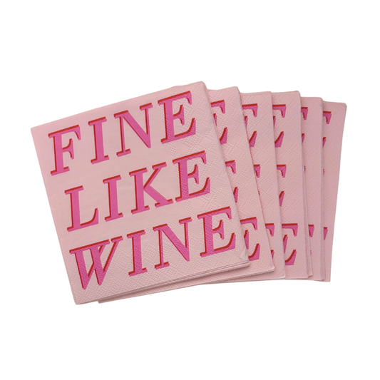 Fine Like Wine Beverage Napkins | Pink Party Napkins | 5''