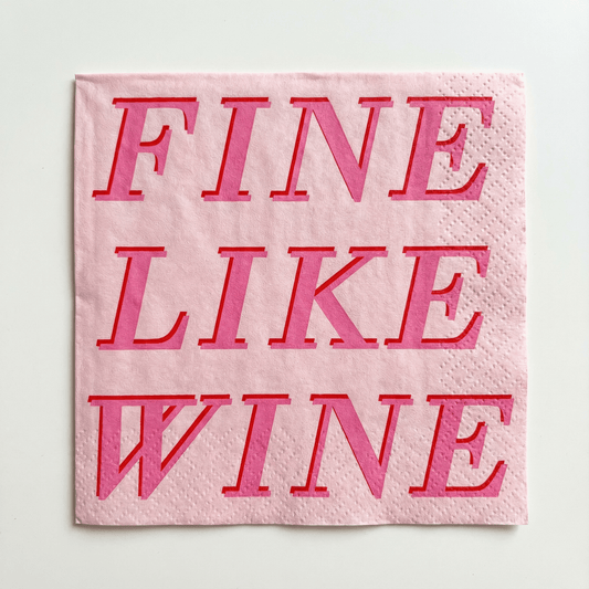 Fine Like Wine Beverage Napkins | Pink Party Napkins | 5''