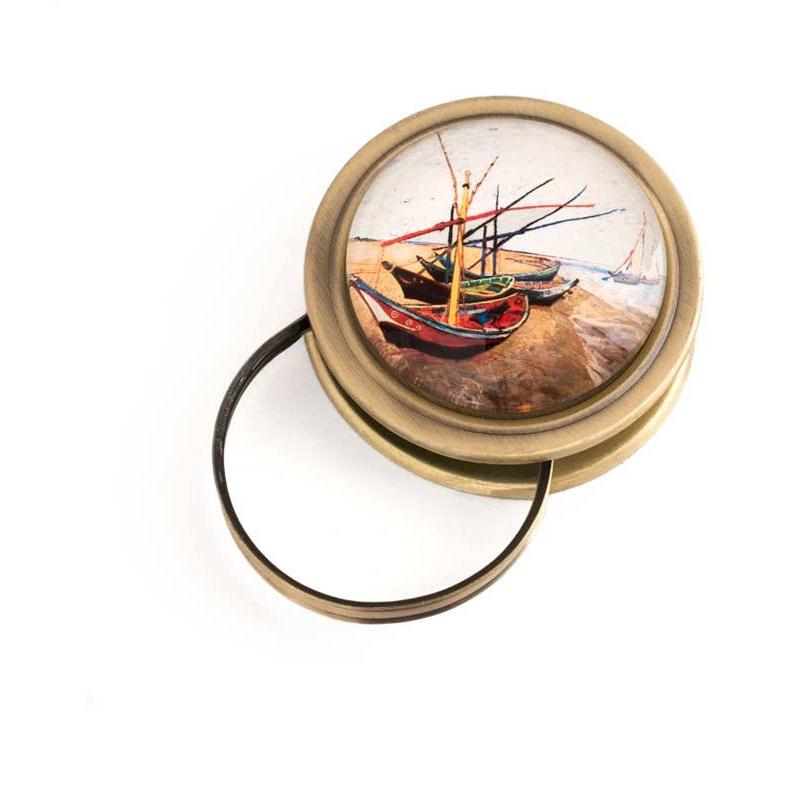 Fishing Boats on the Beach Folding Magnifier | Giftable Magnifying Glass-Value Arts-The Bullish Store