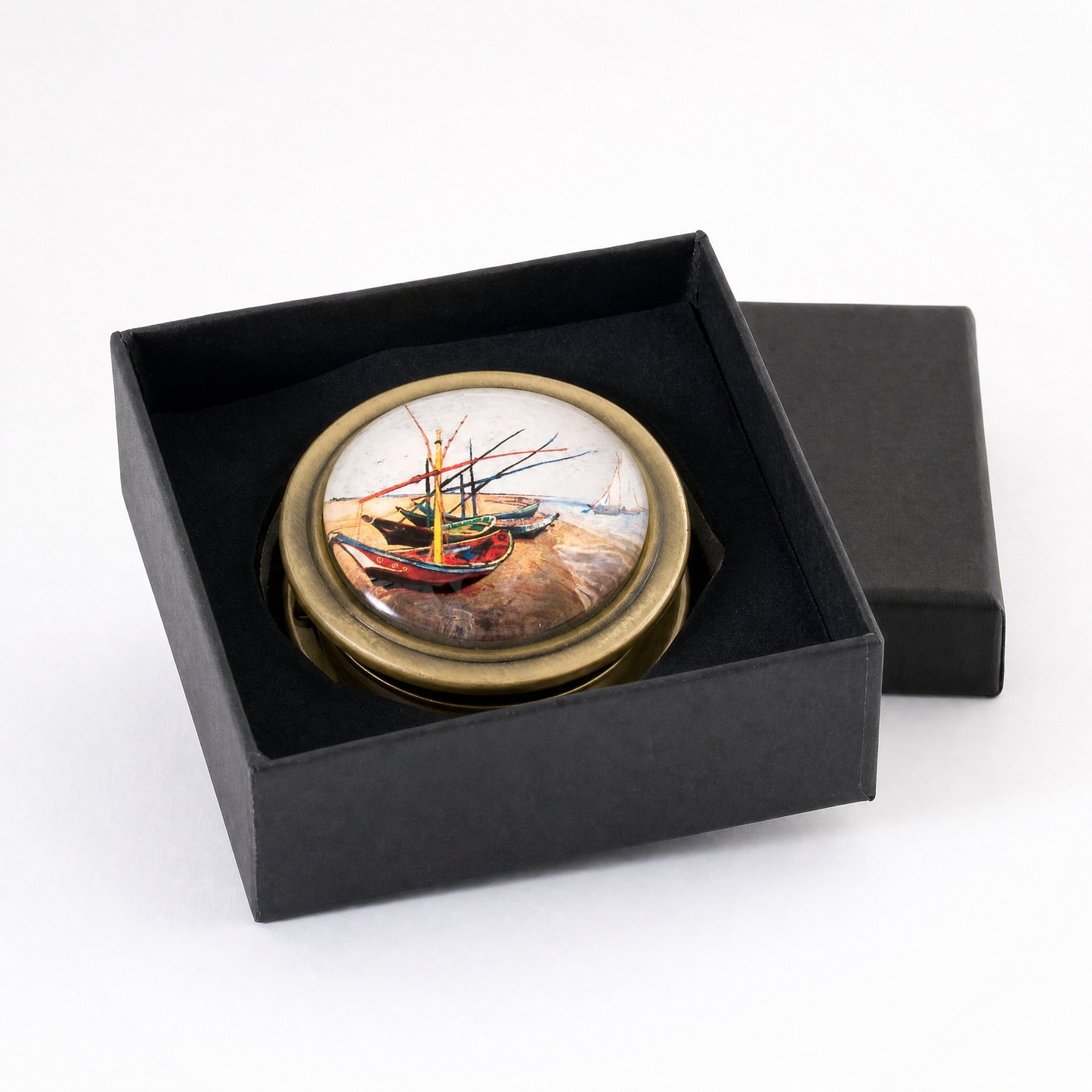 Fishing Boats on the Beach Folding Magnifier | Giftable Magnifying Glass-Value Arts-The Bullish Store