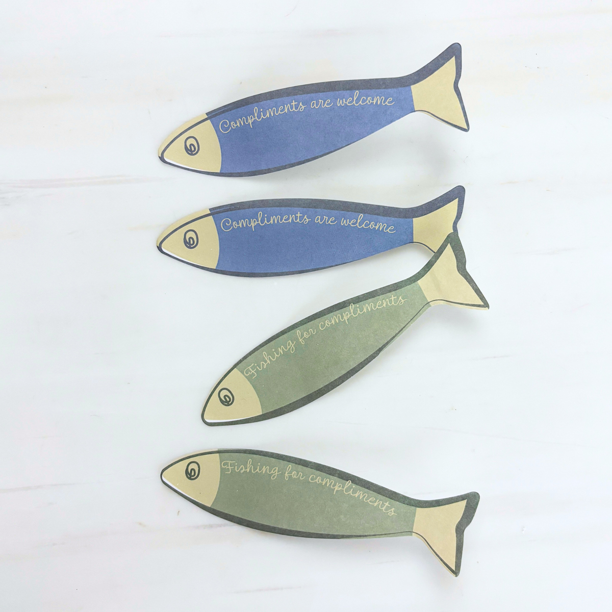 Fishing for Compliments Sticky Notes 2 Pack | Sardine Shaped | NPW-NPW-The Bullish Store