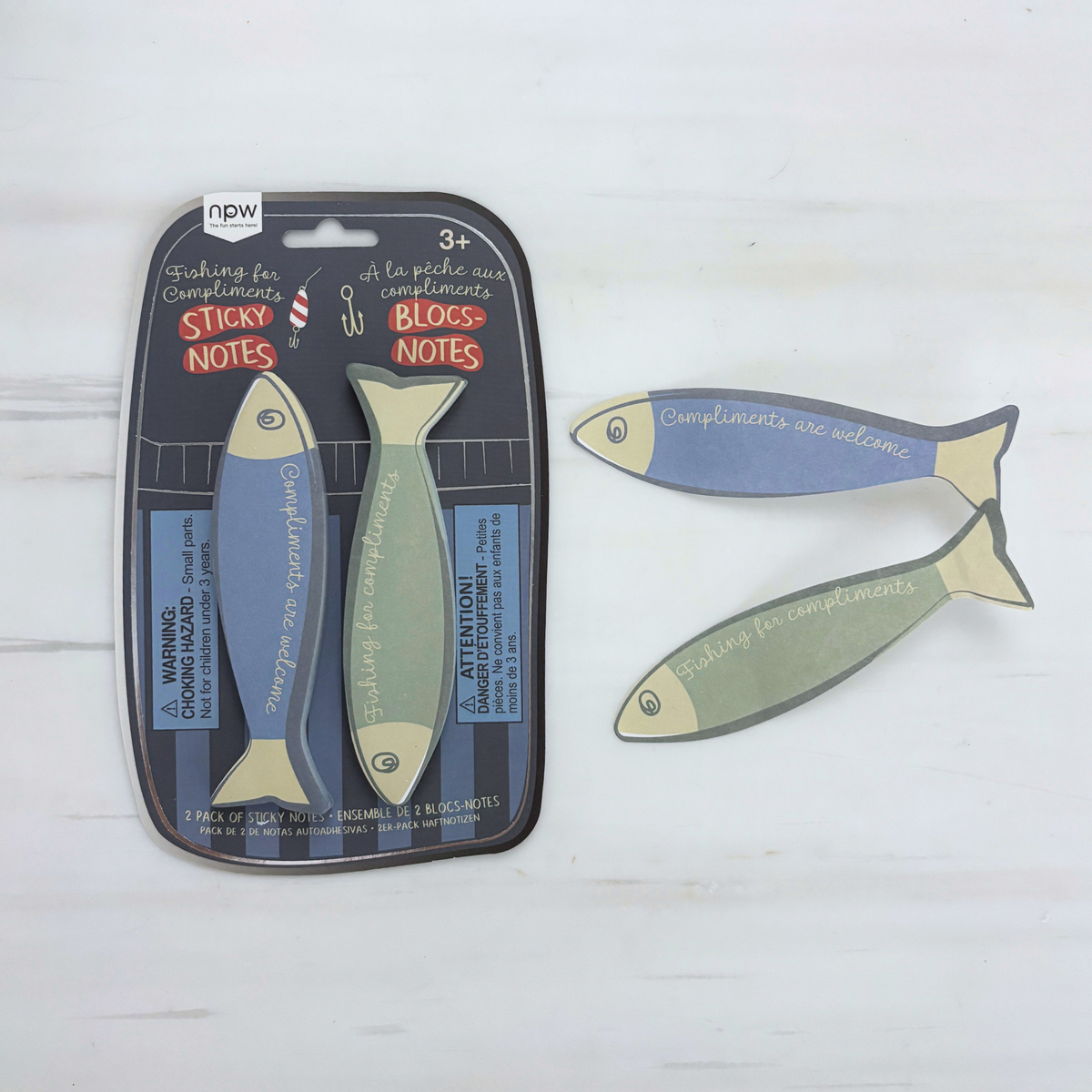 Fishing for Compliments Sticky Notes 2 Pack | Sardine Shaped | NPW-NPW-The Bullish Store