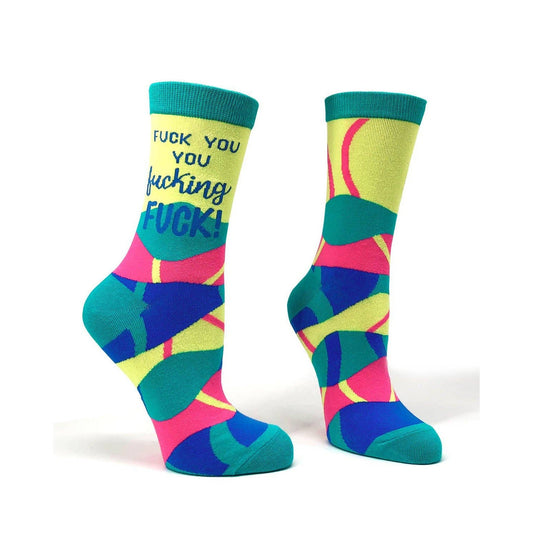 F**k You You F..king F**k Ladies' Crew Socks | Multicolor Sweary Women's Socks