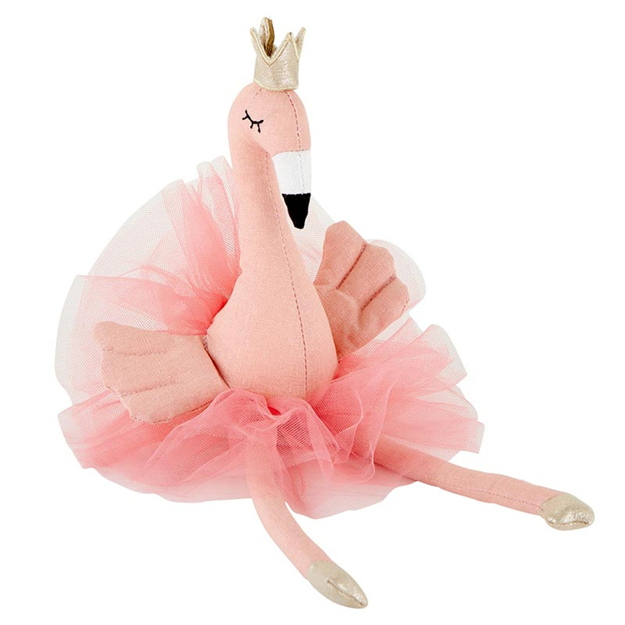 Flamingo Doll in Pink Tutu and Gold Crown | Baby Infant Toddler Toy | 12.75"