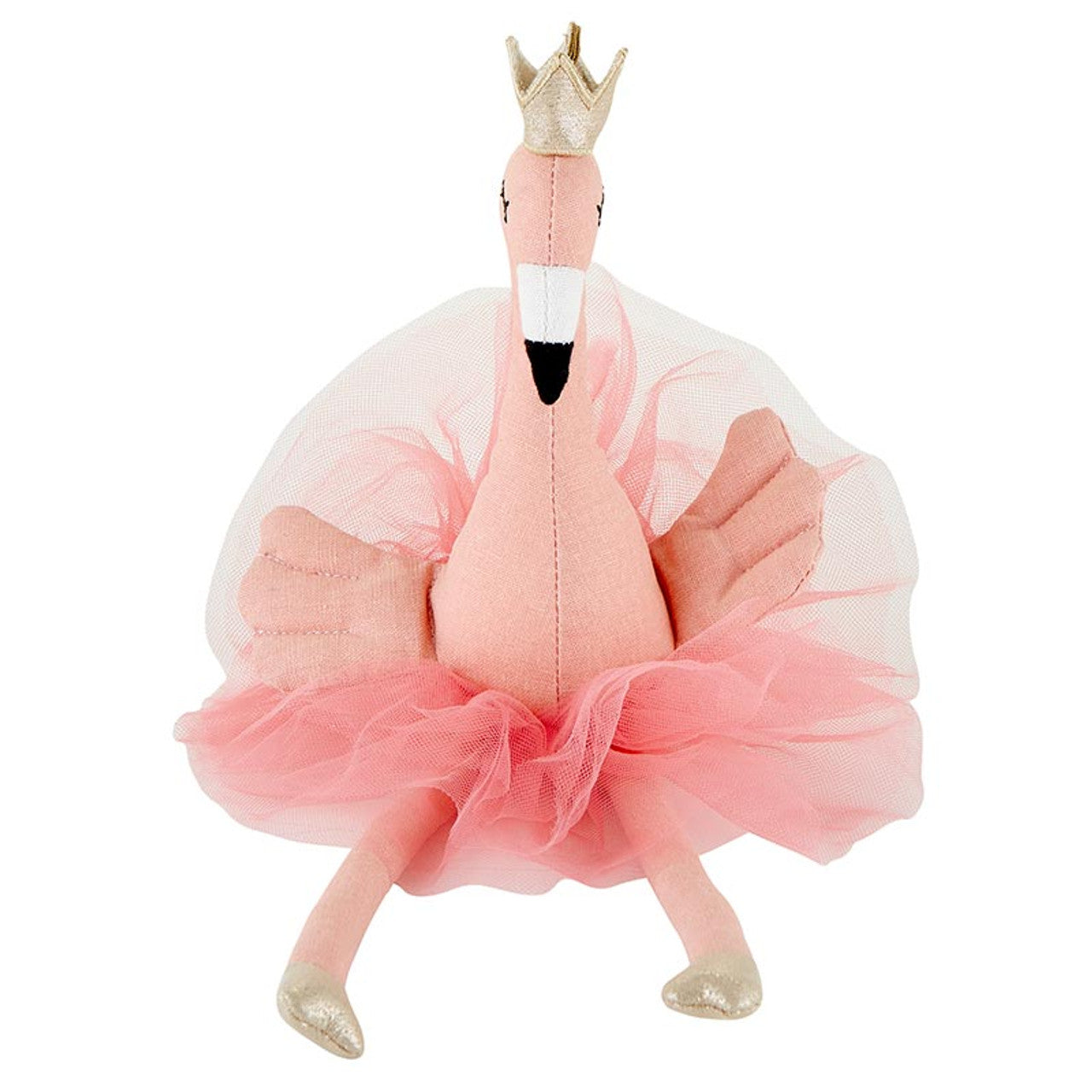 Flamingo Doll in Pink Tutu and Gold Crown | Baby Infant Toddler Toy | 12.75"