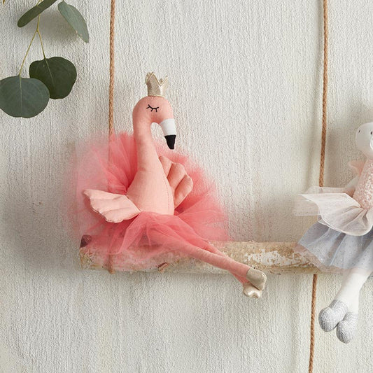 Flamingo Doll in Pink Tutu and Gold Crown | Baby Toddler Toy | 12.75"