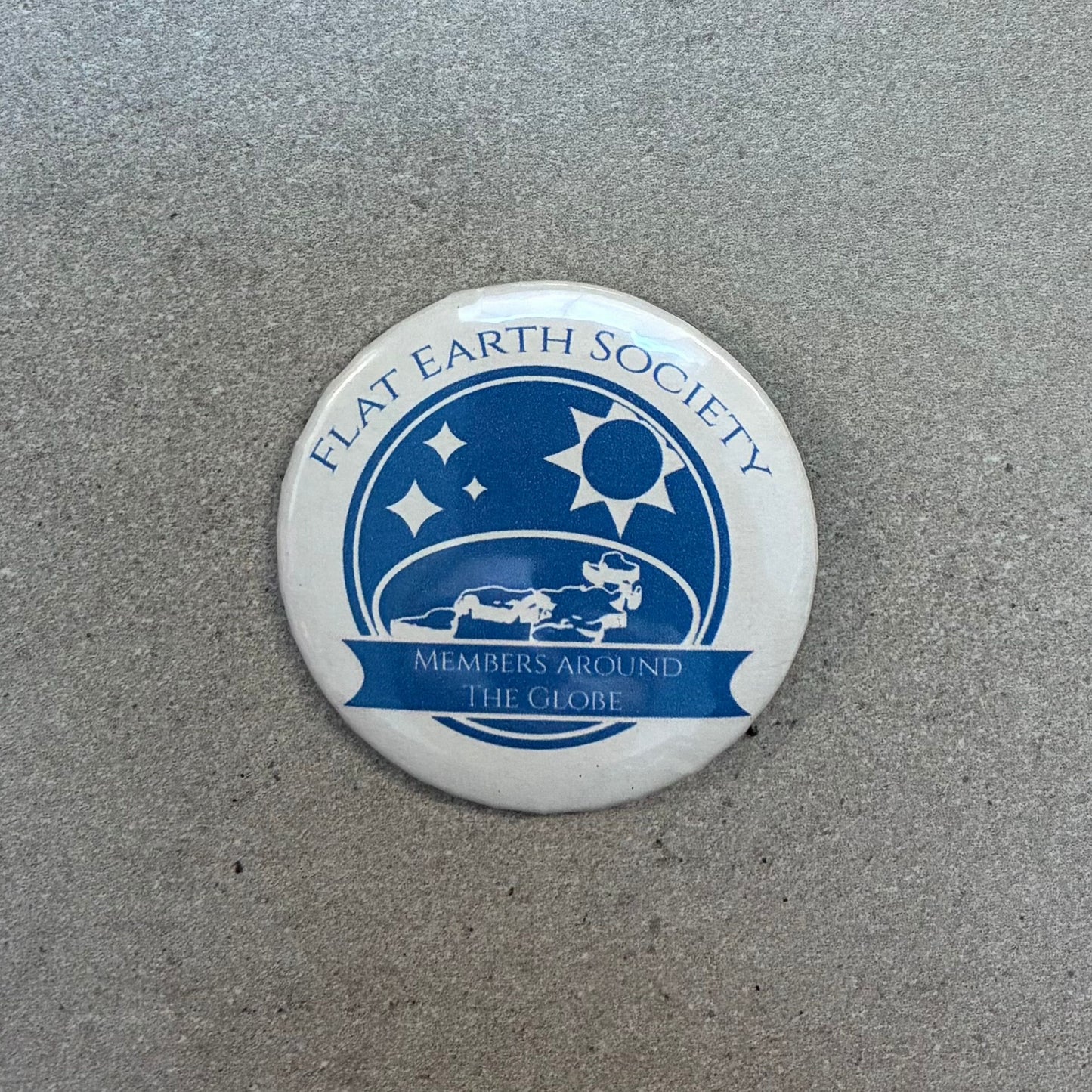 Flat Earth Society Metal Pinback Button | 2.25"